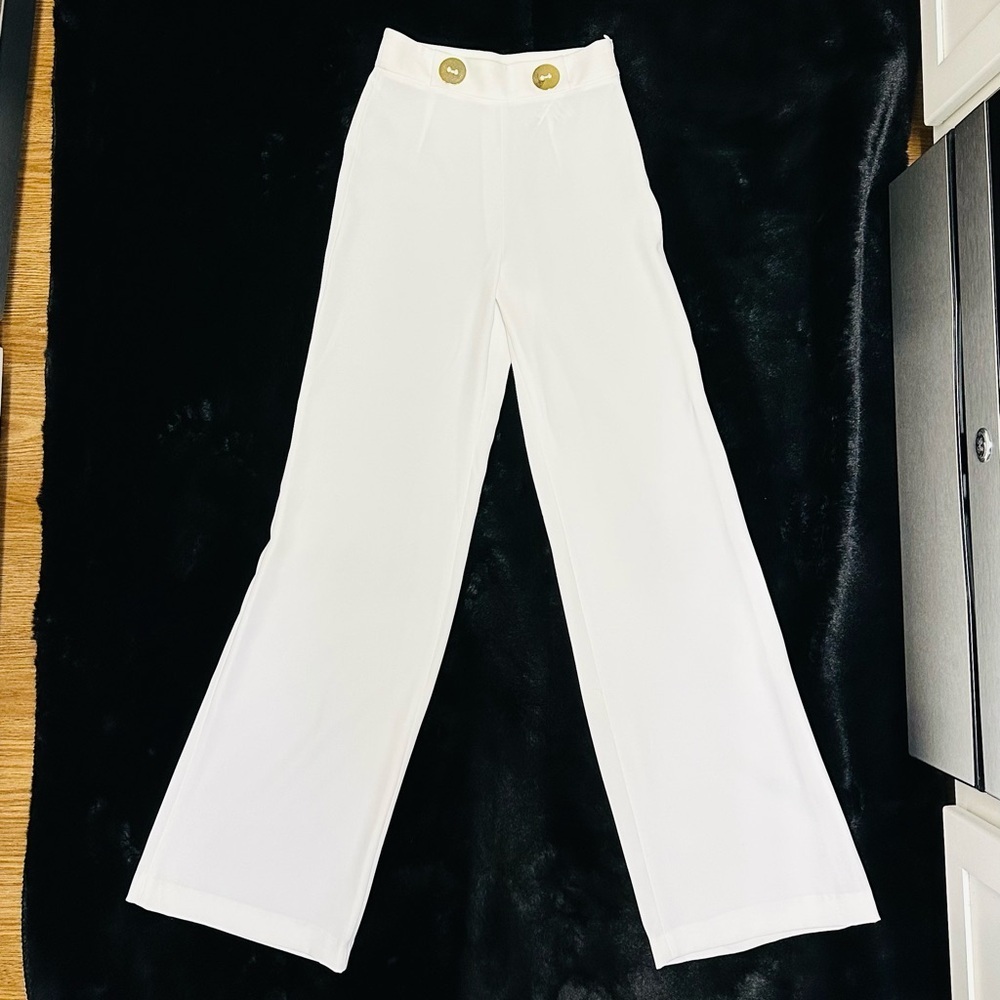 ZARA WOMAN White Wide Flare Pants